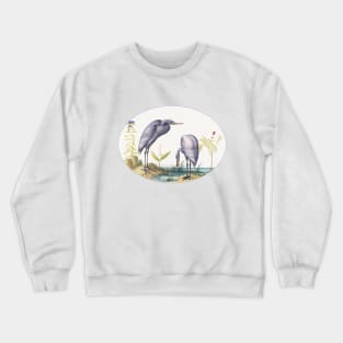 Two Great Egrets with Green Breeding Masks (1575–1580) Crewneck Sweatshirt